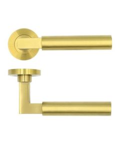 Zoo Hardware serie Garda deurkruk met rond rozet, PVD-messingmat