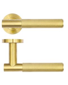 Zoo Hardware serie Orta deurkruk met rond rozet, PVD-messingmat