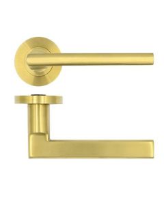 Zoo Hardware serie Varese deurkruk met rond rozet, PVD-messingmat